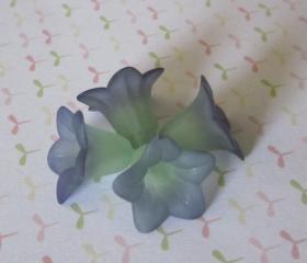 Two Tone Blue on Green Hand Dyed Lily Frosted Flower (6)