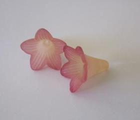 TwoTone Trumpet Flower Berry Orange Hand Dyed (2)