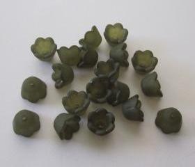Small Matte Frosted Forest Green Lucite Bell Flower (20)