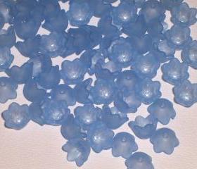 Bell Flower Bead Small Blue Lucite (20)