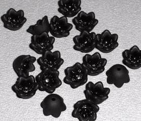 Small Matte Frosted Black Lucite Bell Flower (20)