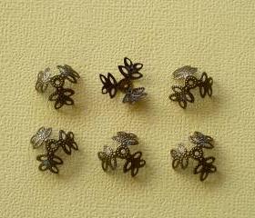 Antique Brass Vine Bead Caps (24)