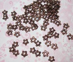 Tibetan Tiny Antique Copper Bead Caps (24)